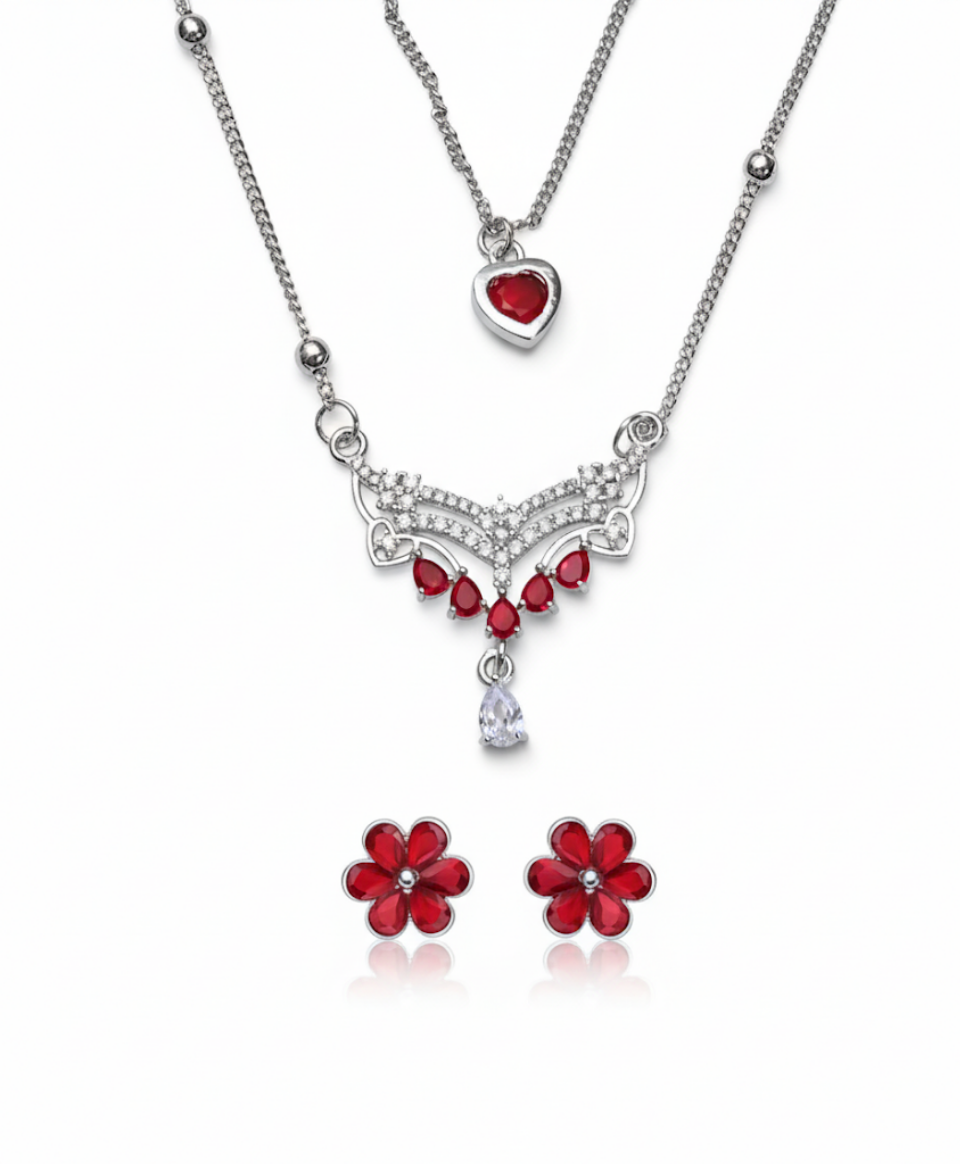 Crimson Heart & Floral Adornment Set