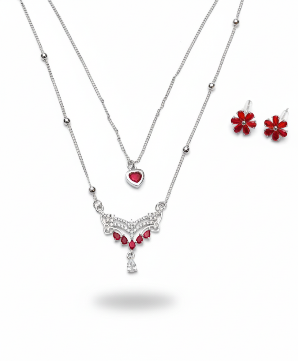 Crimson Heart & Floral Adornment Set