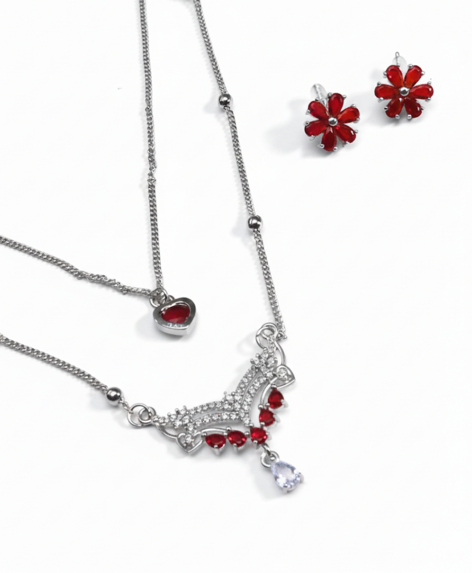 Crimson Heart & Floral Adornment Set